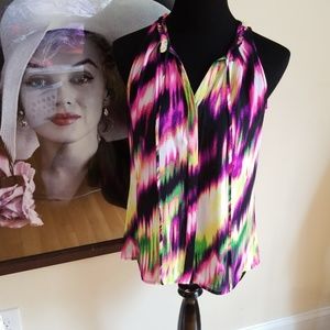 WORTHINGTON RUFFLE NECK SEMI-SHEER BLOUSE